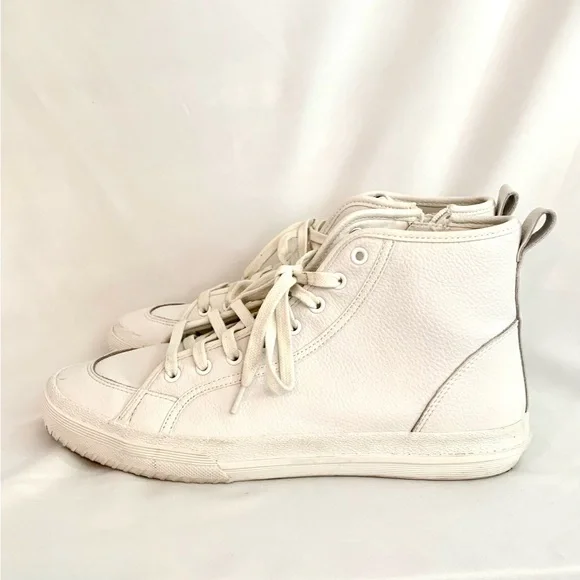 Clark’s size 9 Roxby Hi White lace up leather high top sneakers with side zip - Picture 3 of 7